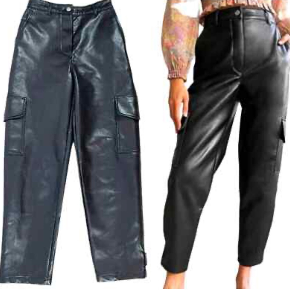 Aritzia Wilfred black cargo style faux leather pants